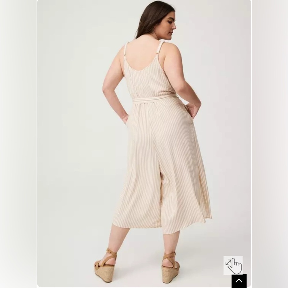 Torrid Beige Striped Jumpsuit NWT - Picture 3 of 9